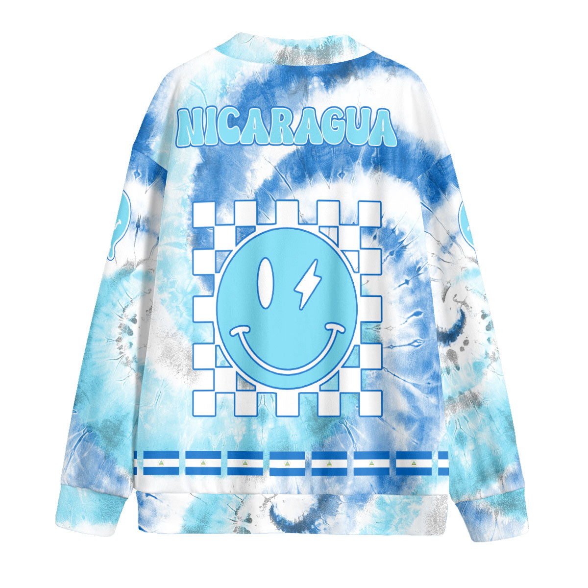 Nicaragua Fleece Cardigan Custom Tie Dye Style 2