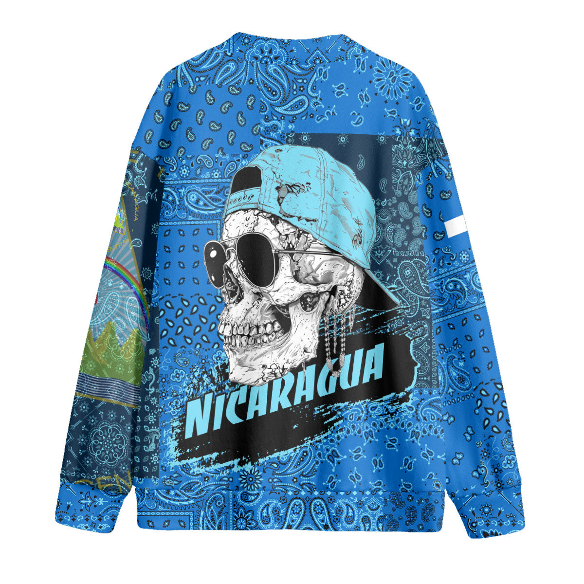 Nicaragua Fleece Cardigan Paisley Flag And Skull Style 2