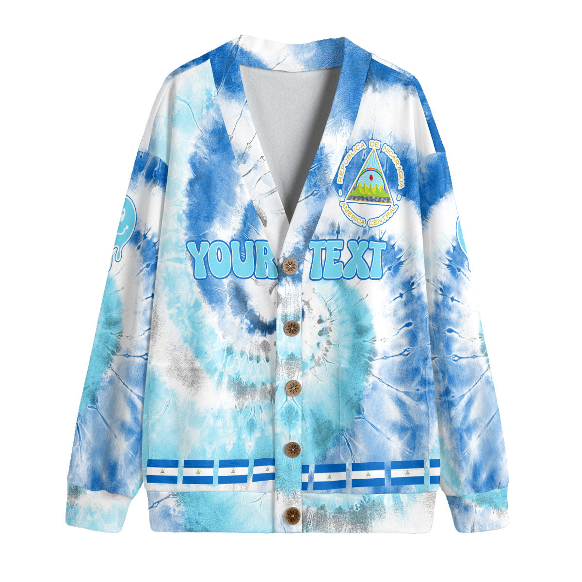 Nicaragua Fleece Cardigan Custom Tie Dye Style 4