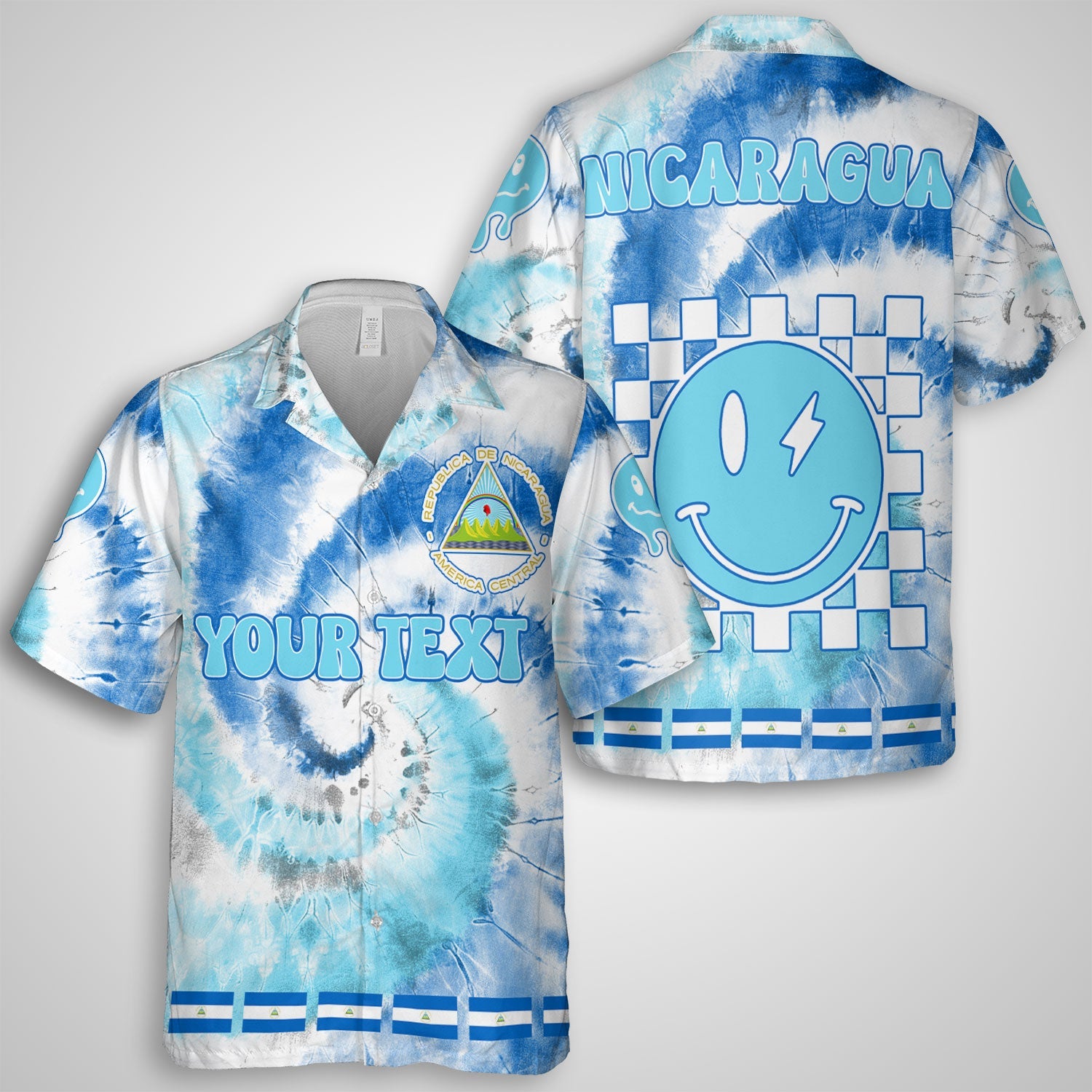 Nicaragua Hawaiian Shirt Custom Tie Dye Style 1