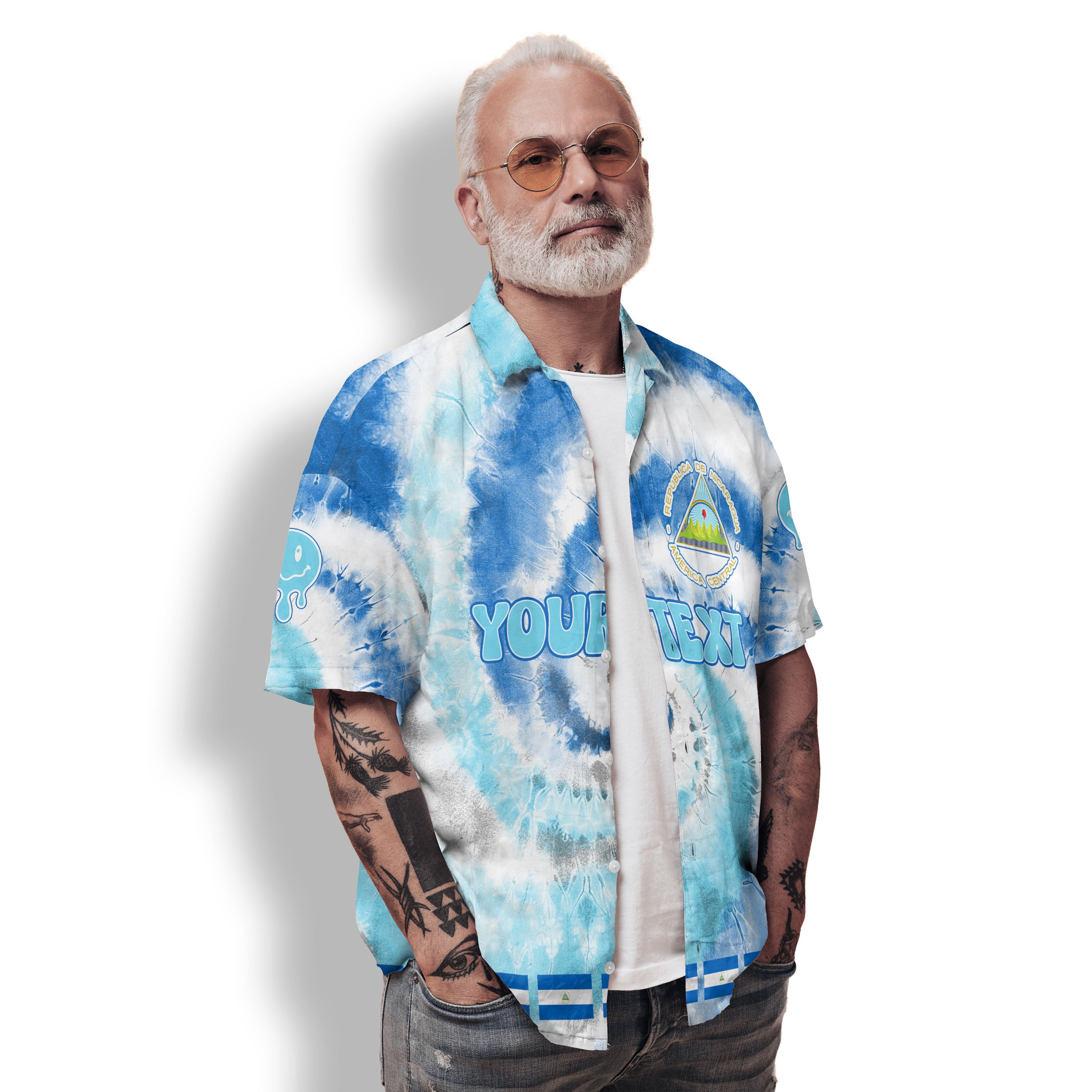 Nicaragua Hawaiian Shirt Custom Tie Dye Style 2