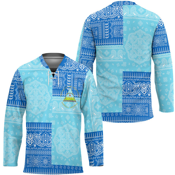 Nicaragua Hockey Jersey Flag And Paisley Basic Style 1