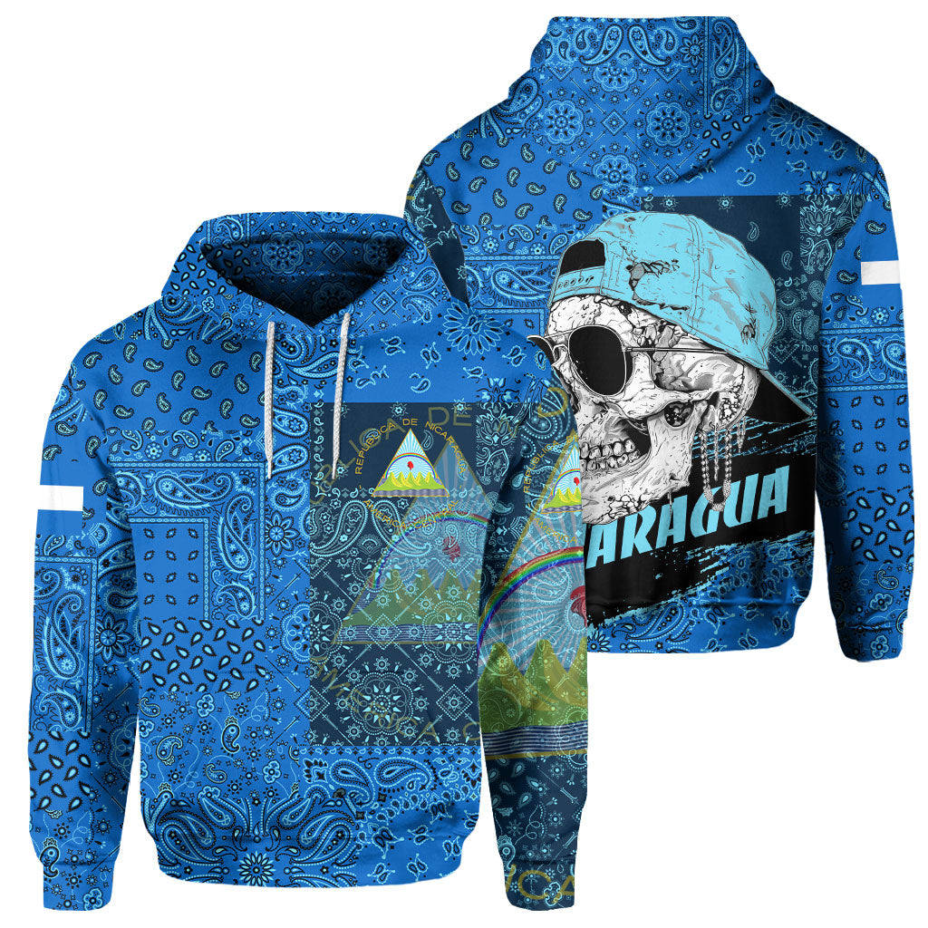 Nicaragua Hoodie Paisley Flag And Skull Style 1