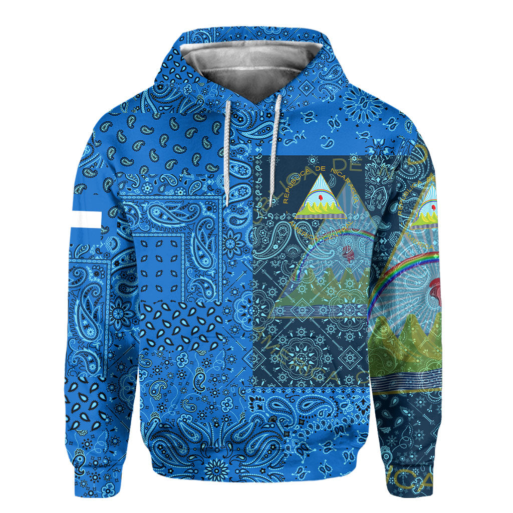 Nicaragua Hoodie Paisley Flag And Skull Style 2