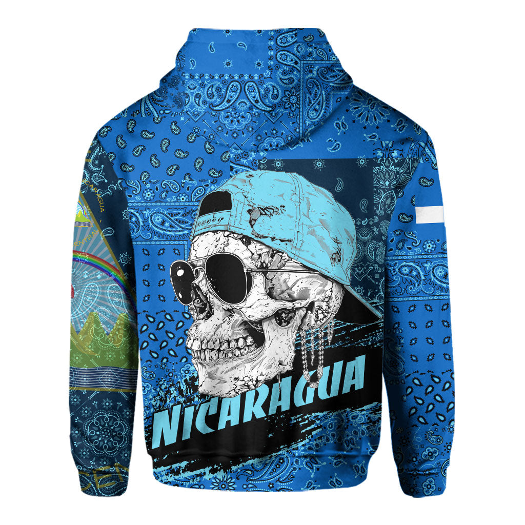 Nicaragua Hoodie Paisley Flag And Skull Style 3