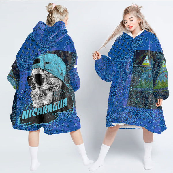 Nicaragua Hoodie Blanket Paisley Flag And Skull Style 1