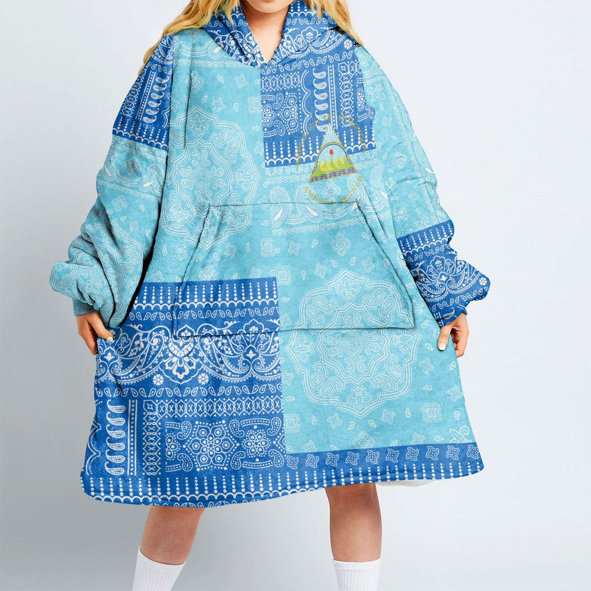 Nicaragua Hoodie Blanket Flag And Paisley Basic Style 2