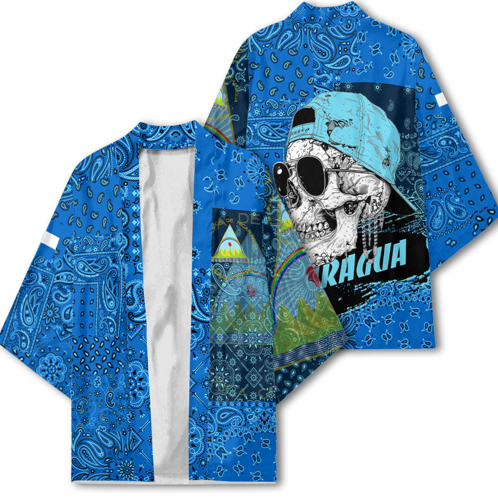 Nicaragua Kimono Paisley Flag And Skull Style 2