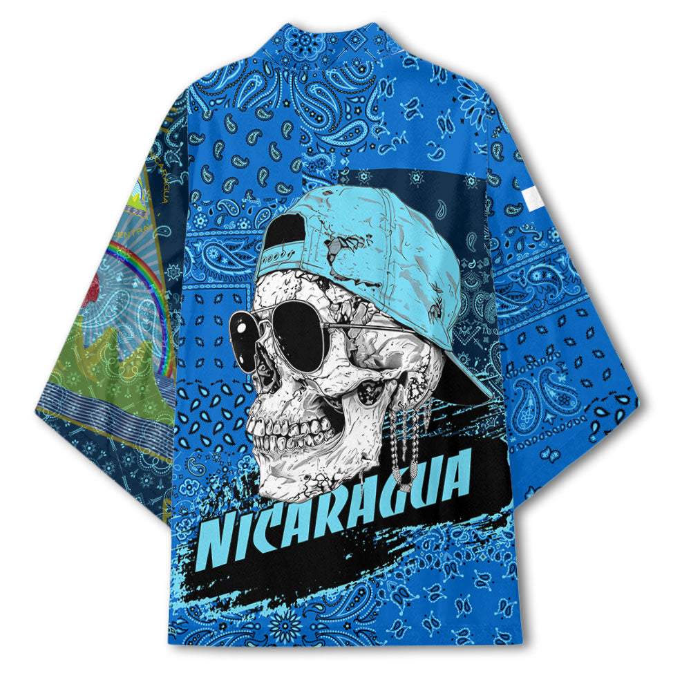 Nicaragua Kimono Paisley Flag And Skull Style 3