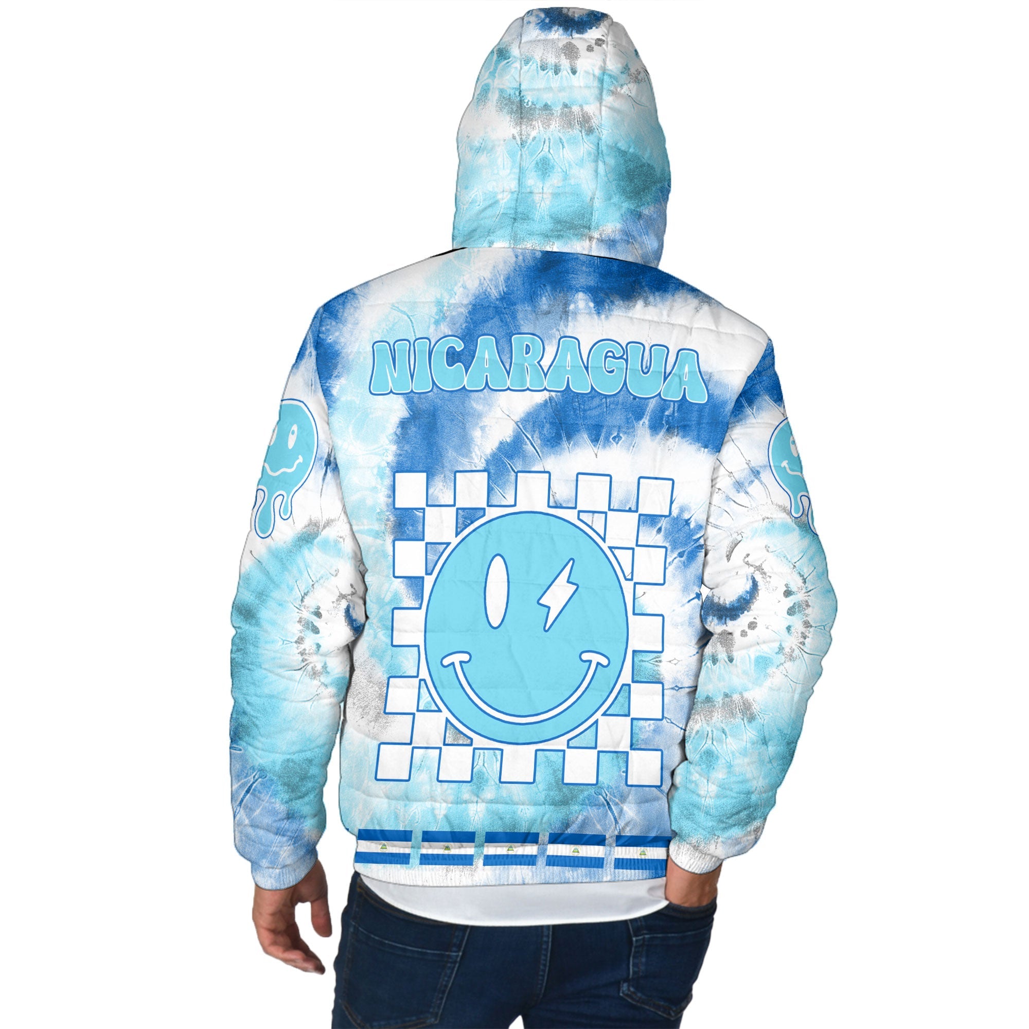 Nicaragua Men Hooded Padded Jacket Custom Tie Dye Style 3