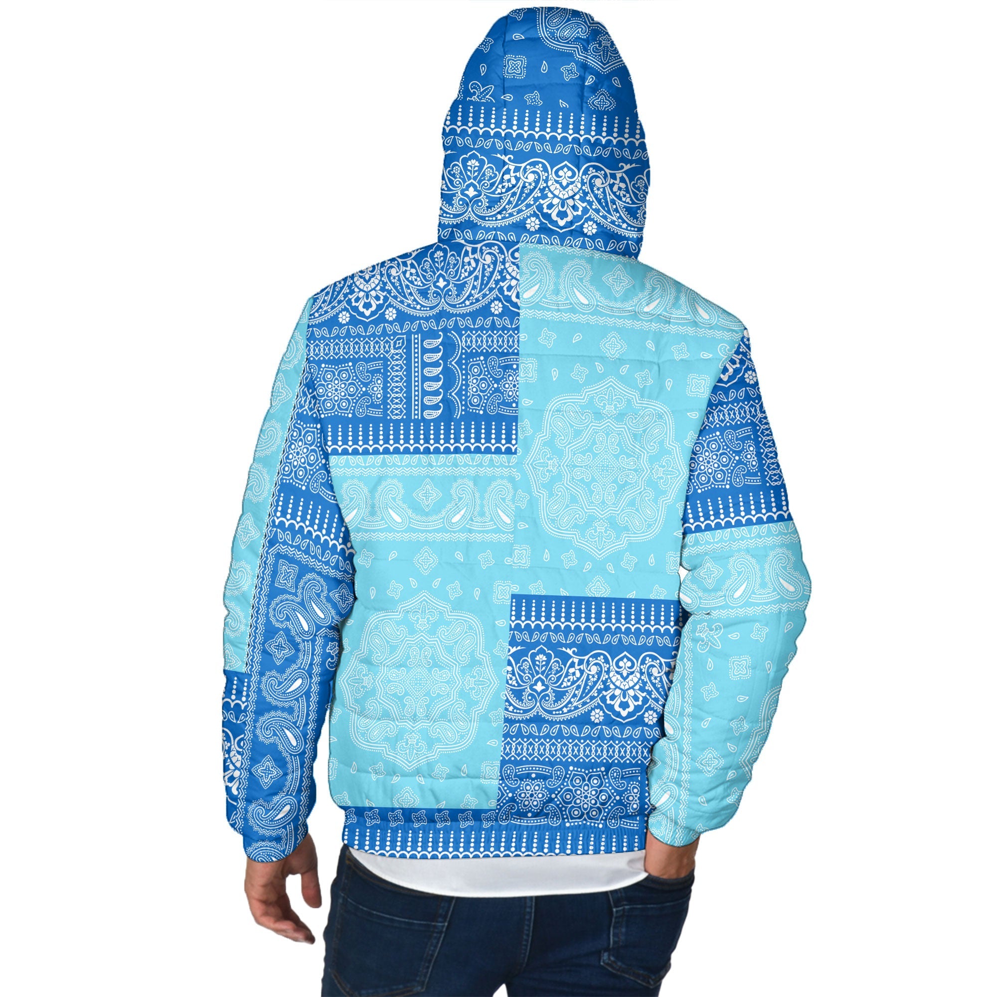 Nicaragua Men Hooded Padded Jacket Flag And Paisley Basic Style 3