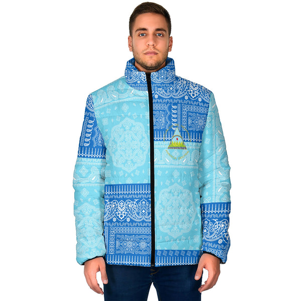 Nicaragua Men Padded Jacket Flag And Paisley Basic Style 1