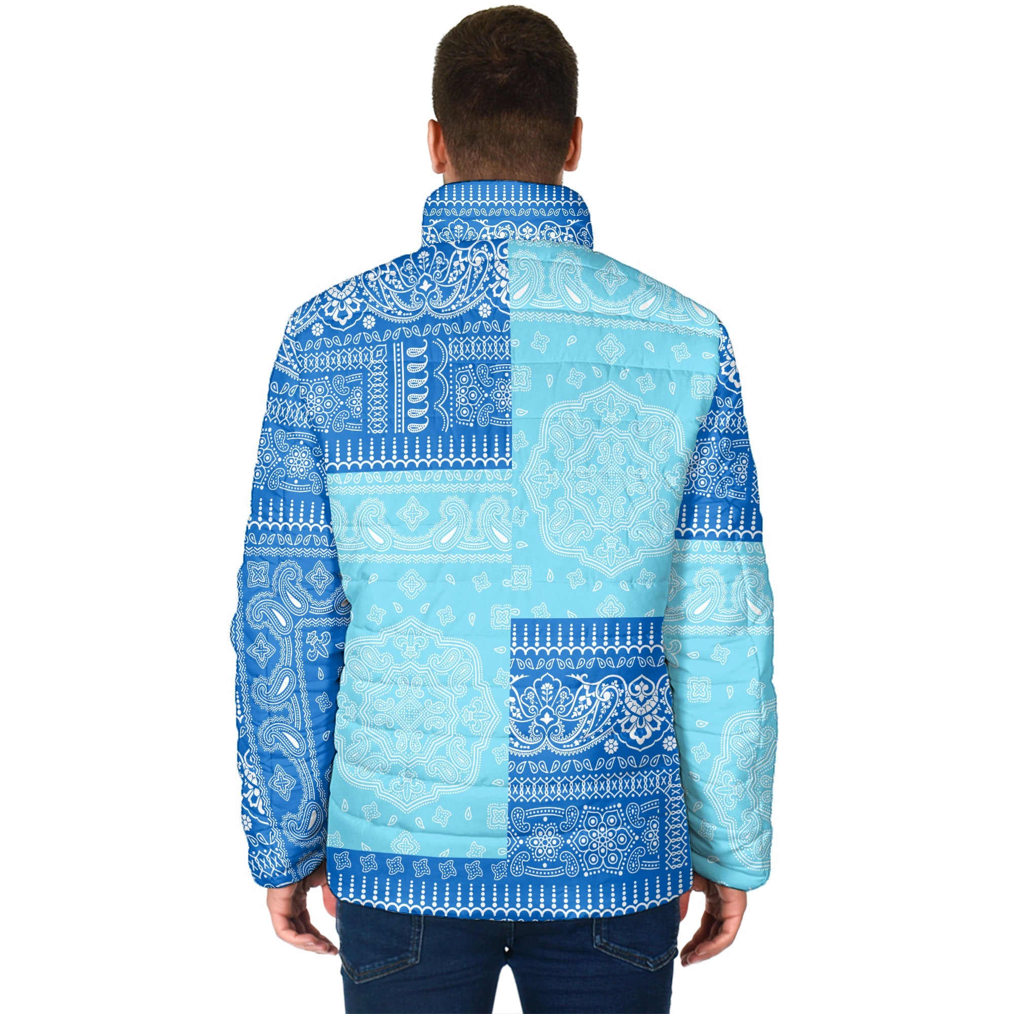 Nicaragua Men Padded Jacket Flag And Paisley Basic Style 2