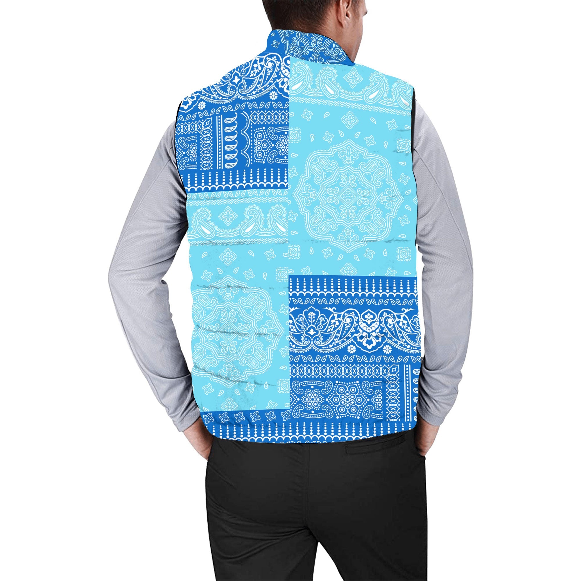 Nicaragua Men Padded Jacket Vest Flag And Paisley Basic Style 2