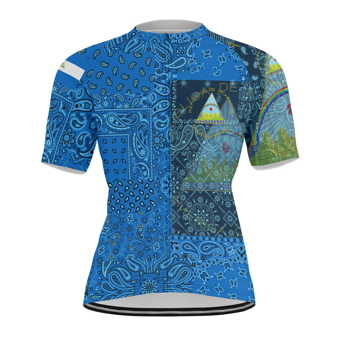 Nicaragua Men Cycling Jersey Paisley Flag And Skull Style 1