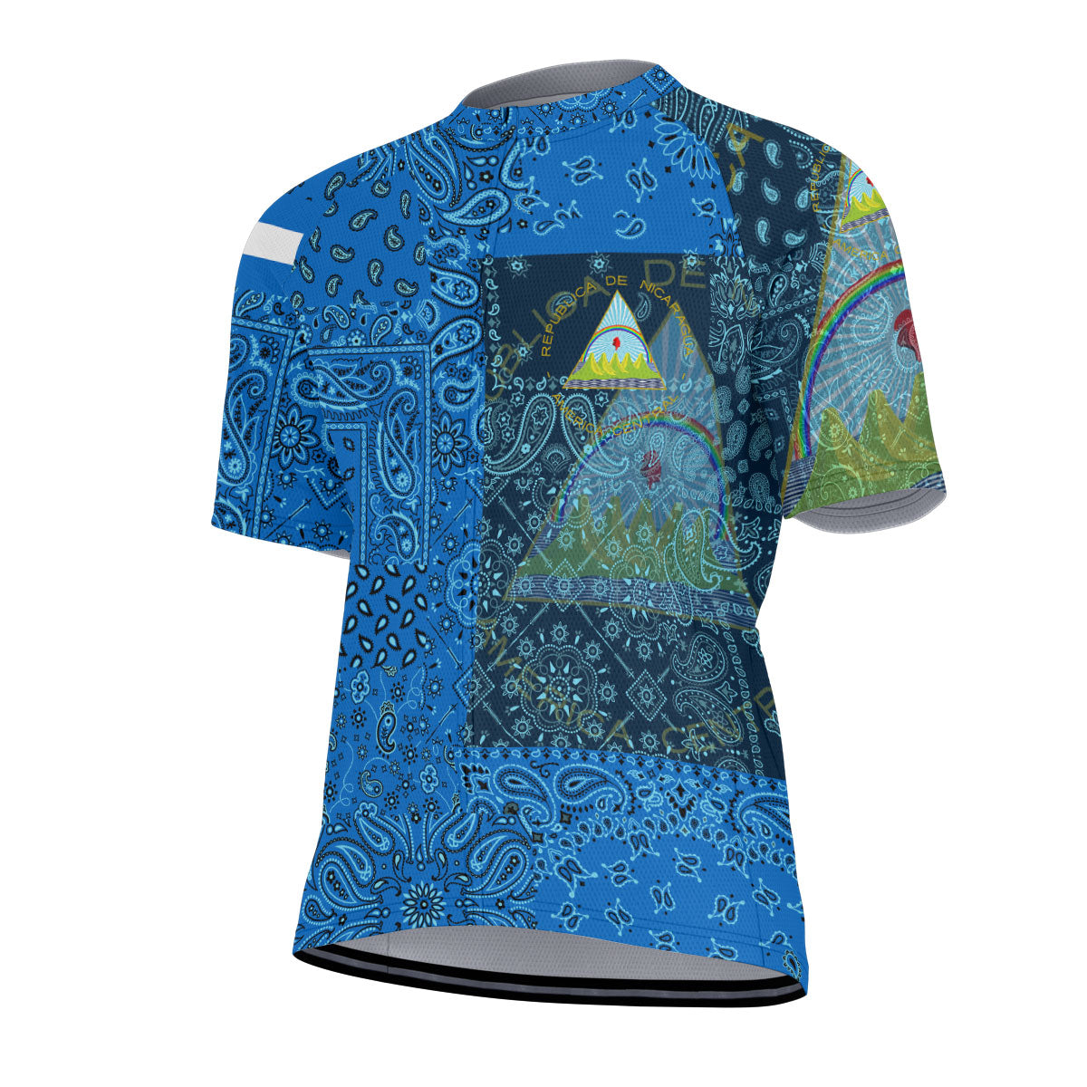 Nicaragua Men Cycling Jersey Paisley Flag And Skull Style 2