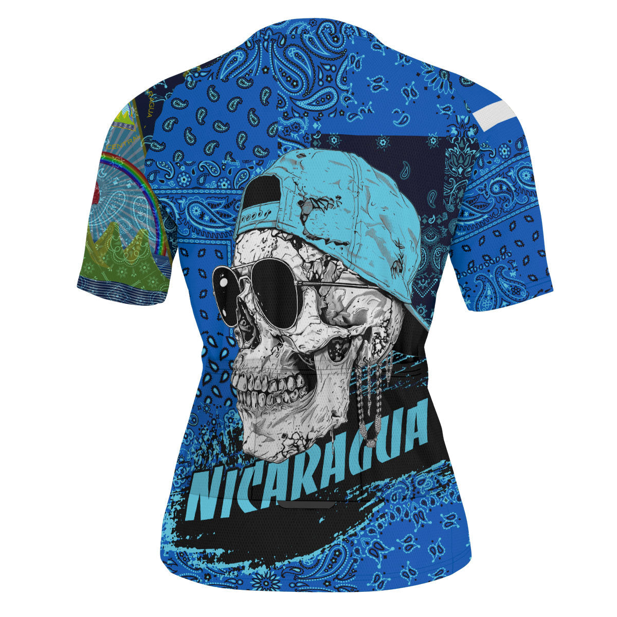 Nicaragua Men Cycling Jersey Paisley Flag And Skull Style 3