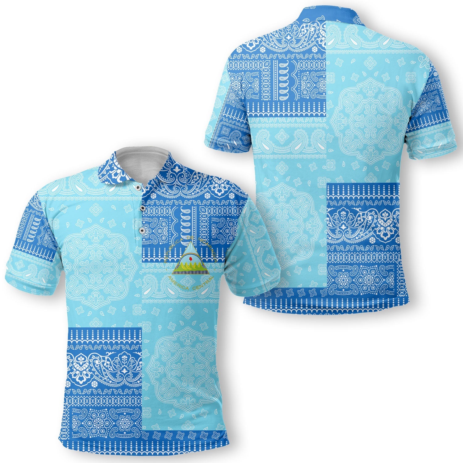 Nicaragua Polo Shirt Flag And Paisley Basic Style 1