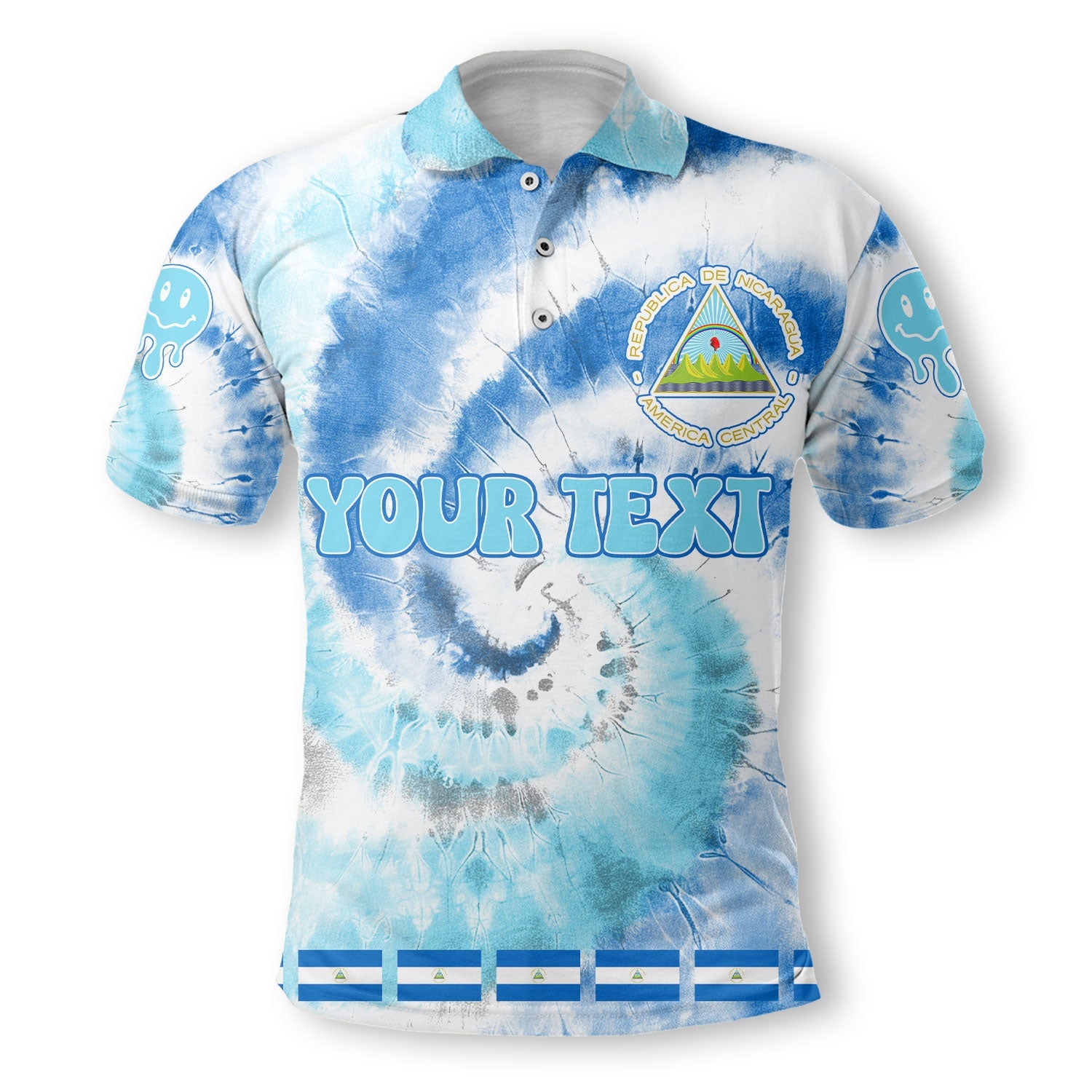 Nicaragua Polo Shirt Custom Tie Dye Style 2