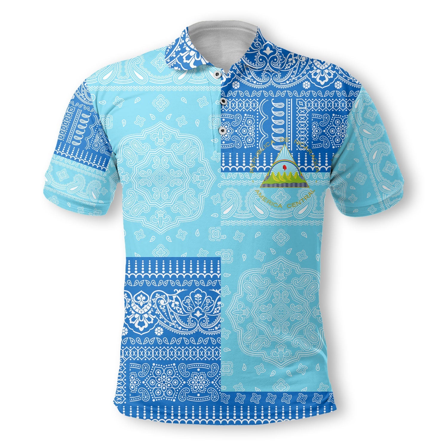 Nicaragua Polo Shirt Flag And Paisley Basic Style 2