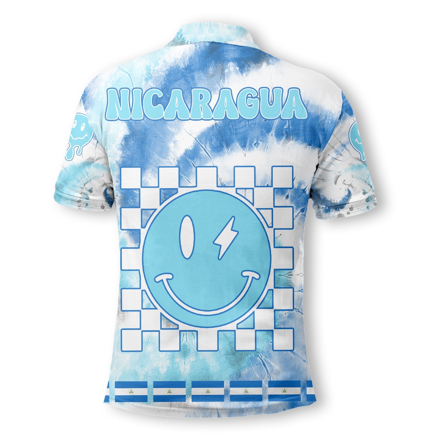 Nicaragua Polo Shirt Custom Tie Dye Style 3