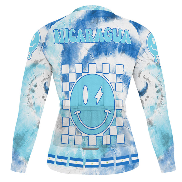 Nicaragua Raglan Men Cycling Jersey Long Sleeve Custom Tie Dye Style 1