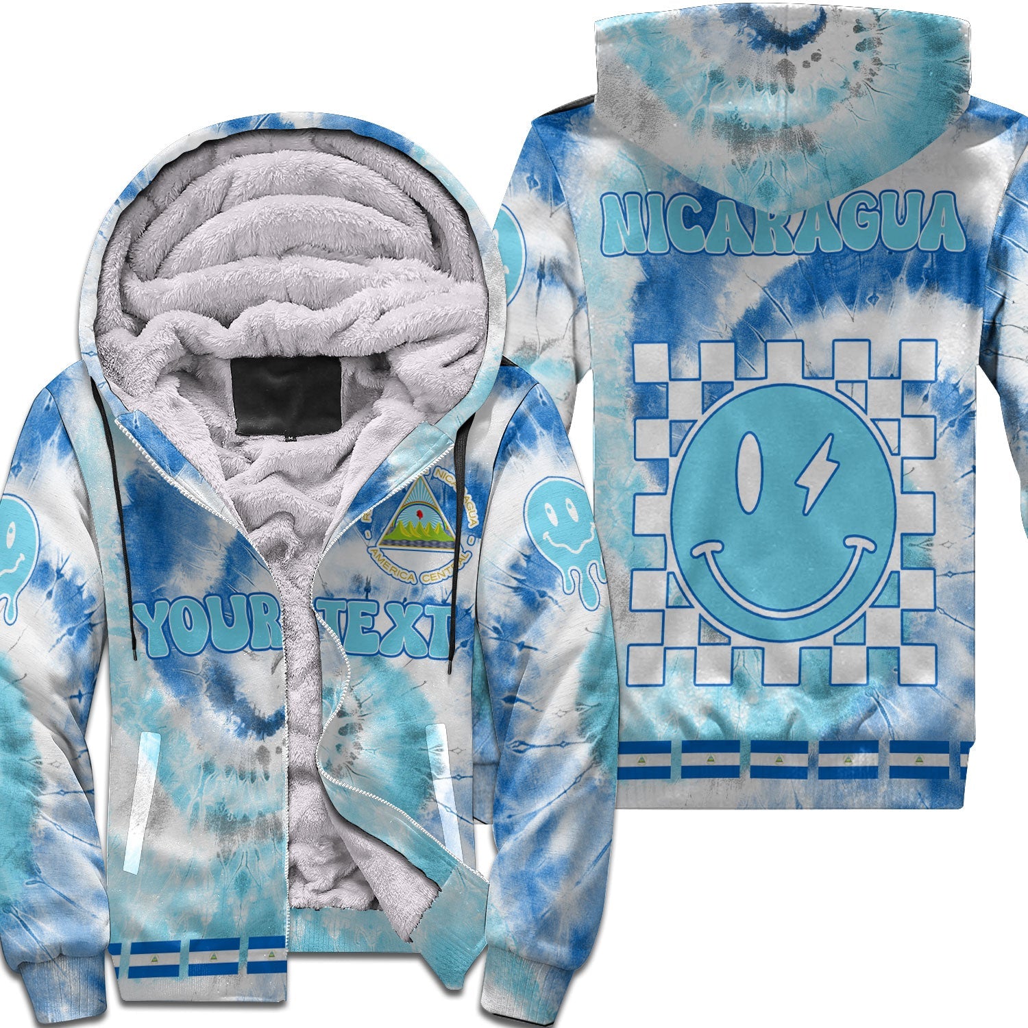 Nicaragua Sherpa Hoodie Custom Tie Dye Style 1