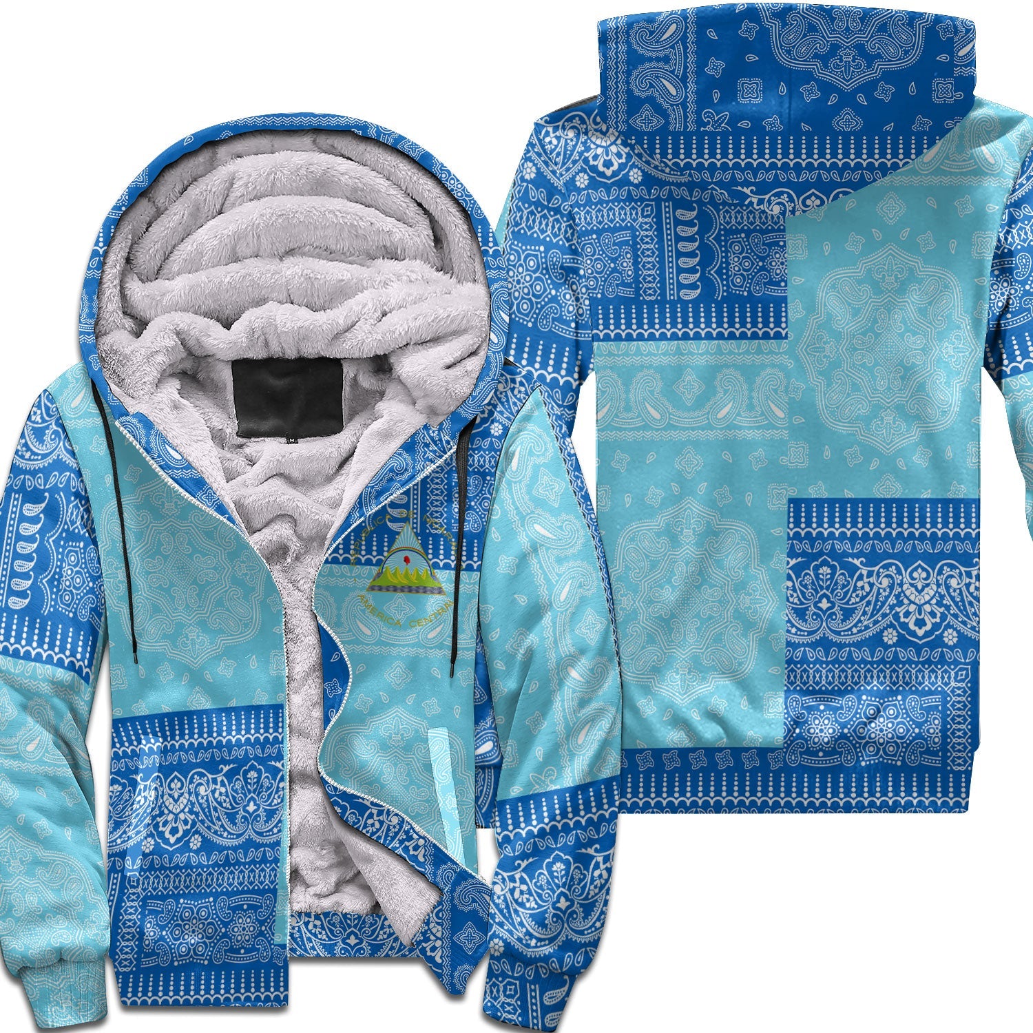 Nicaragua Sherpa Hoodie Flag And Paisley Basic Style 1