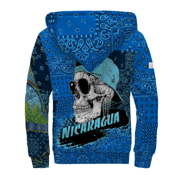 Nicaragua Sherpa Hoodie Paisley Flag And Skull Style 2