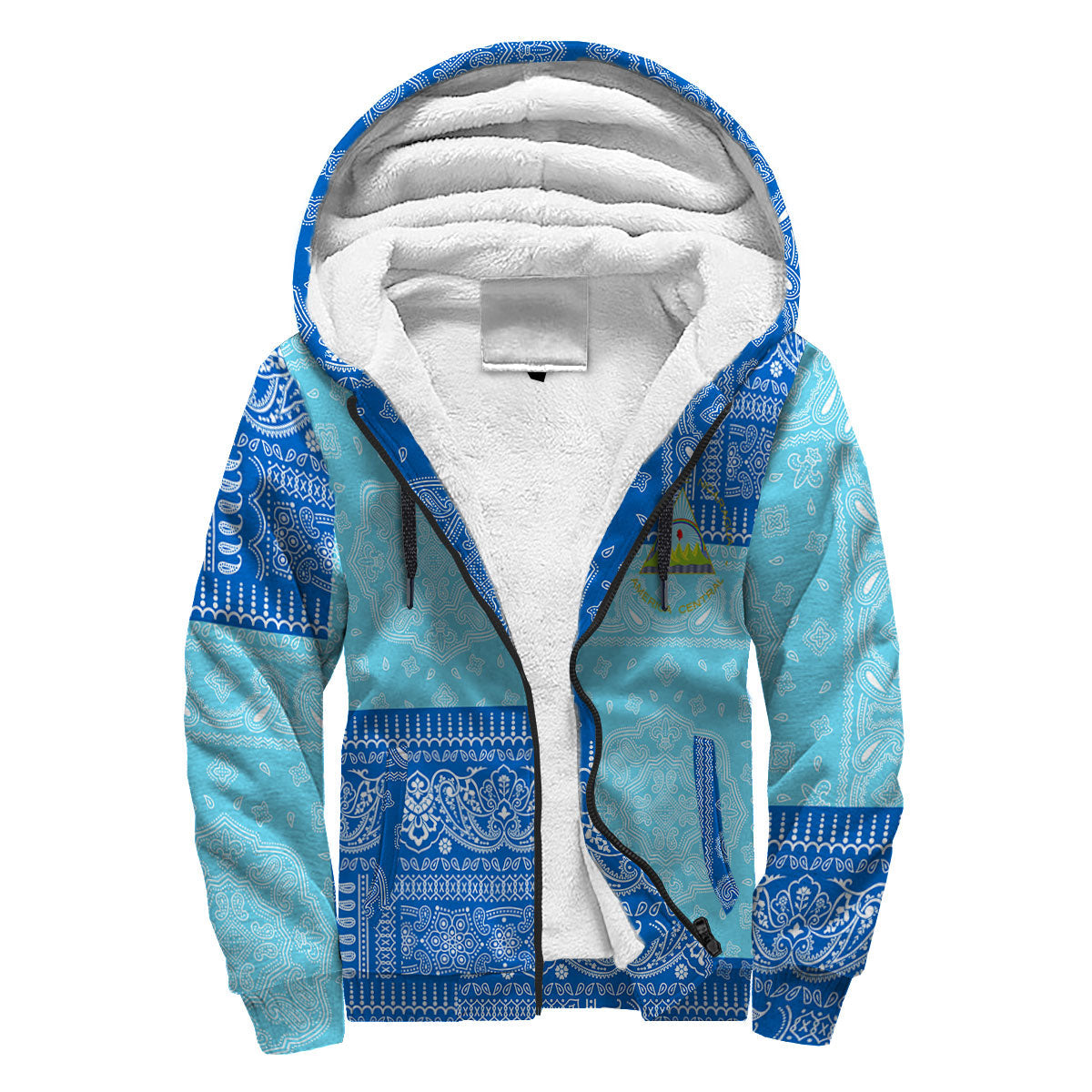 Nicaragua Sherpa Hoodie Flag And Paisley Basic Style 3