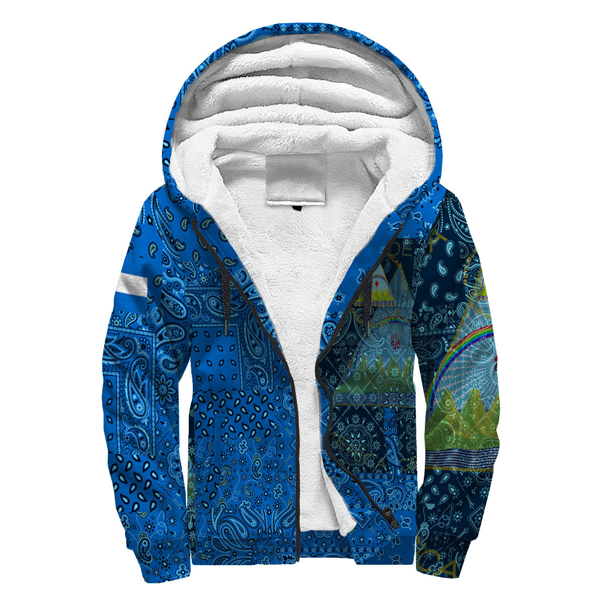 Nicaragua Sherpa Hoodie Paisley Flag And Skull Style 3