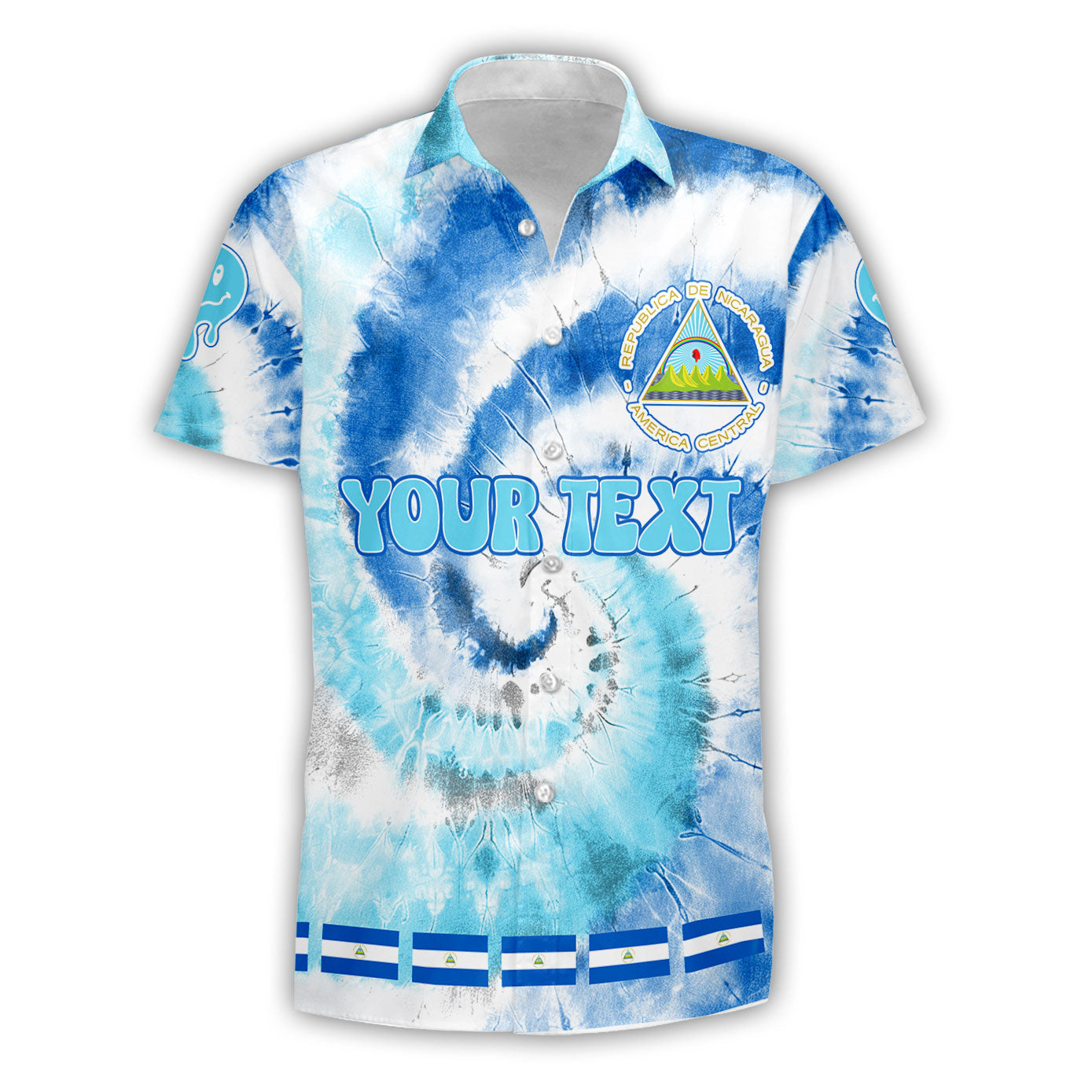 Nicaragua Short Sleeve Shirt Custom Tie Dye Style 1