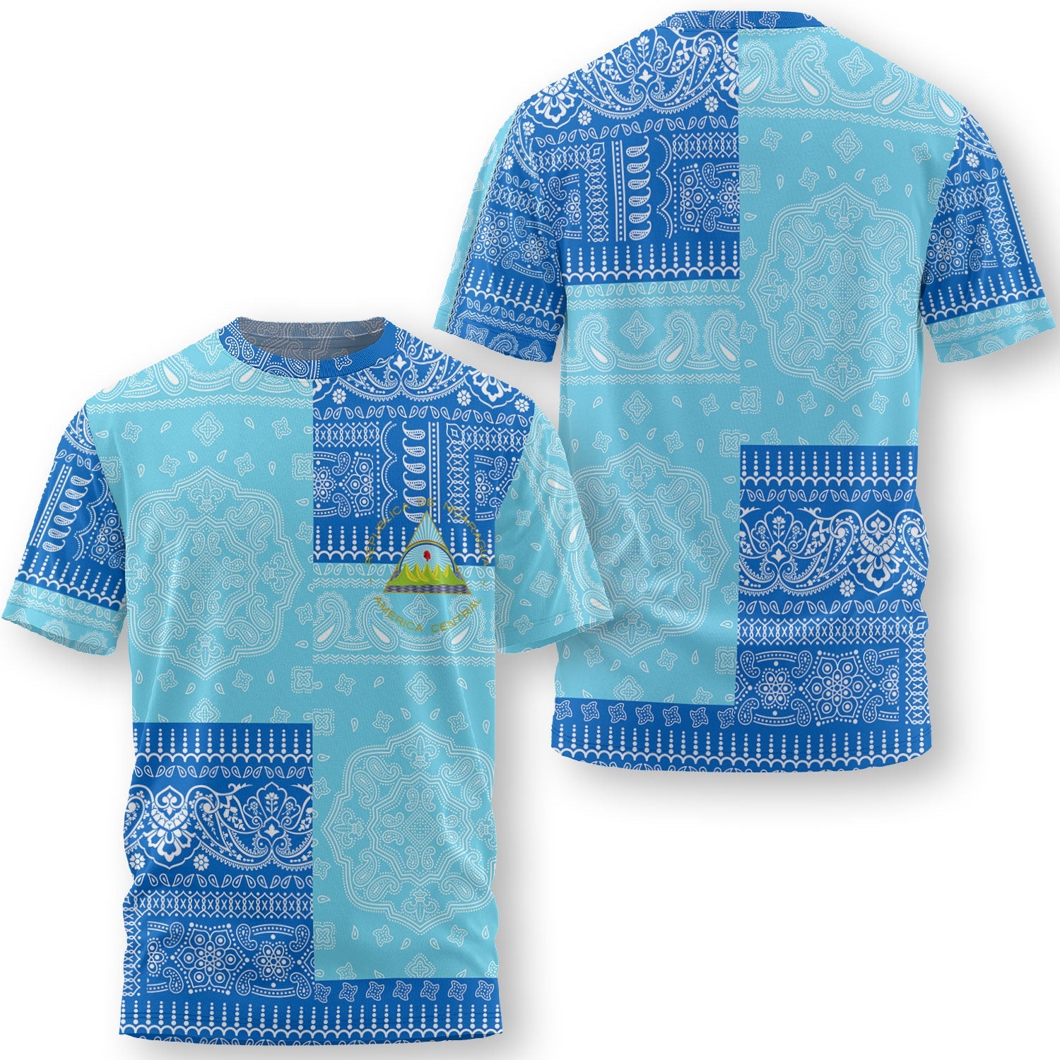 Nicaragua T Shirt Flag And Paisley Basic Style 1