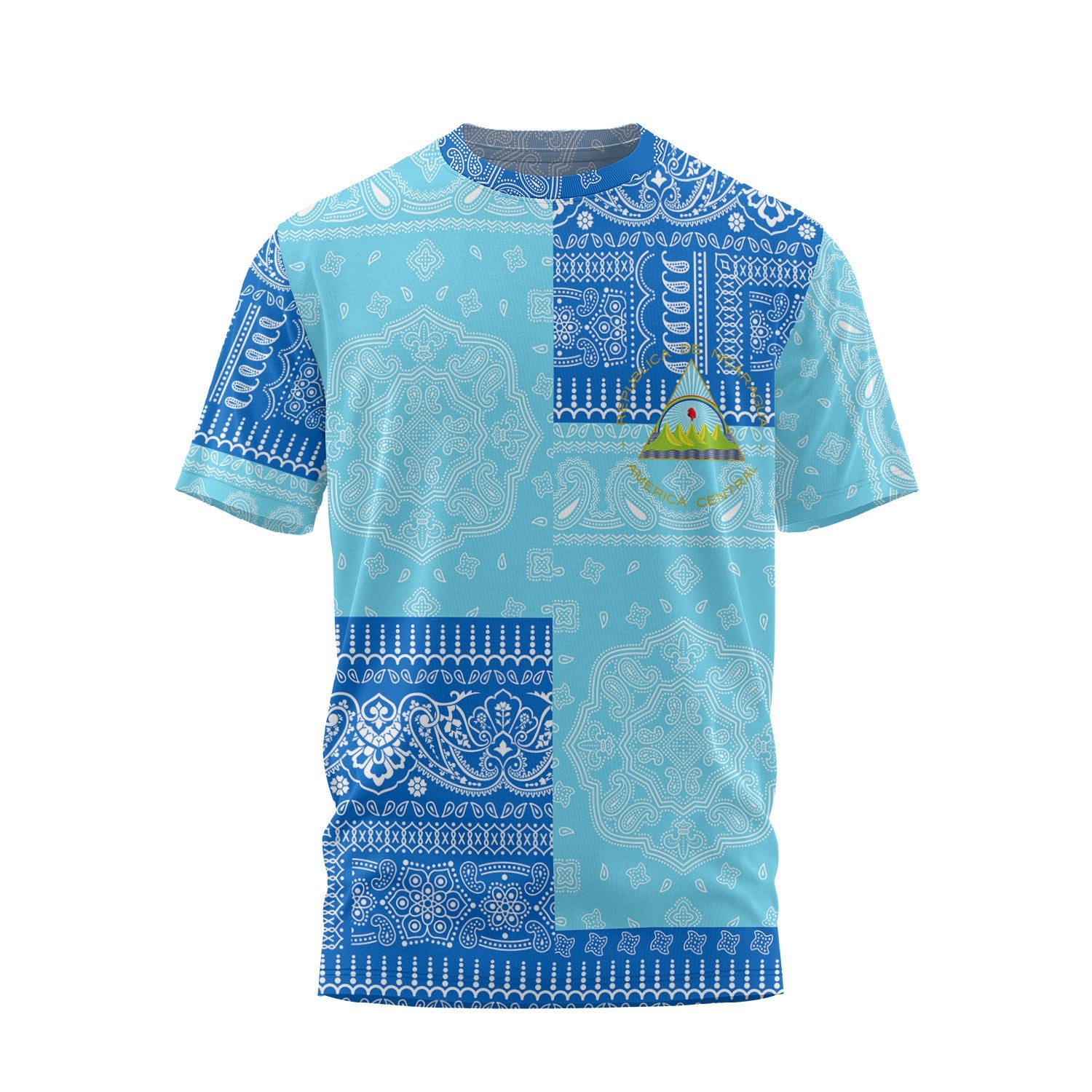 Nicaragua T Shirt Flag And Paisley Basic Style 2