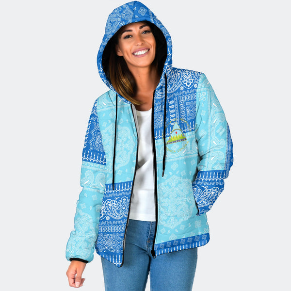 Nicaragua Women Hooded Padded Jacket Flag And Paisley Basic Style 1