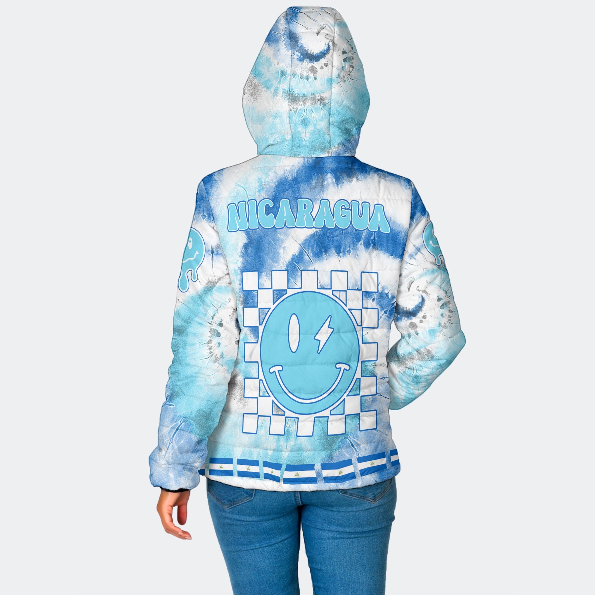 Nicaragua Women Hooded Padded Jacket Custom Tie Dye Style 2