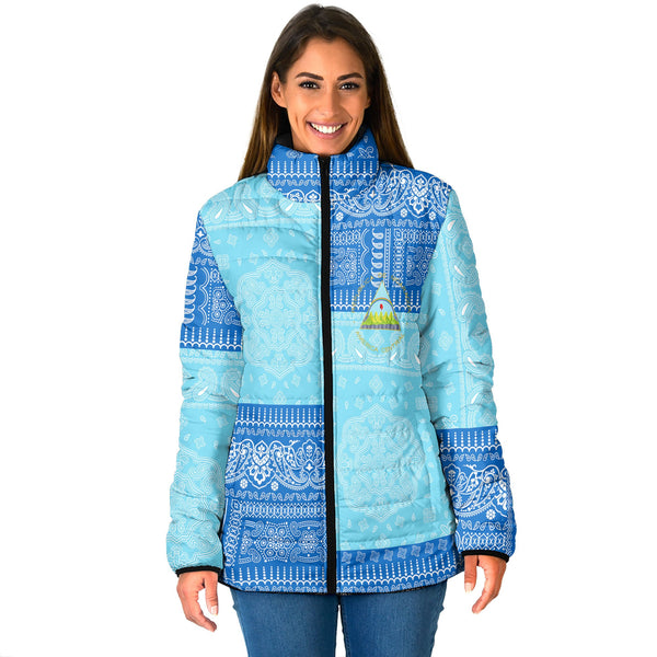 Nicaragua Women Padded Jacket Flag And Paisley Basic Style 1