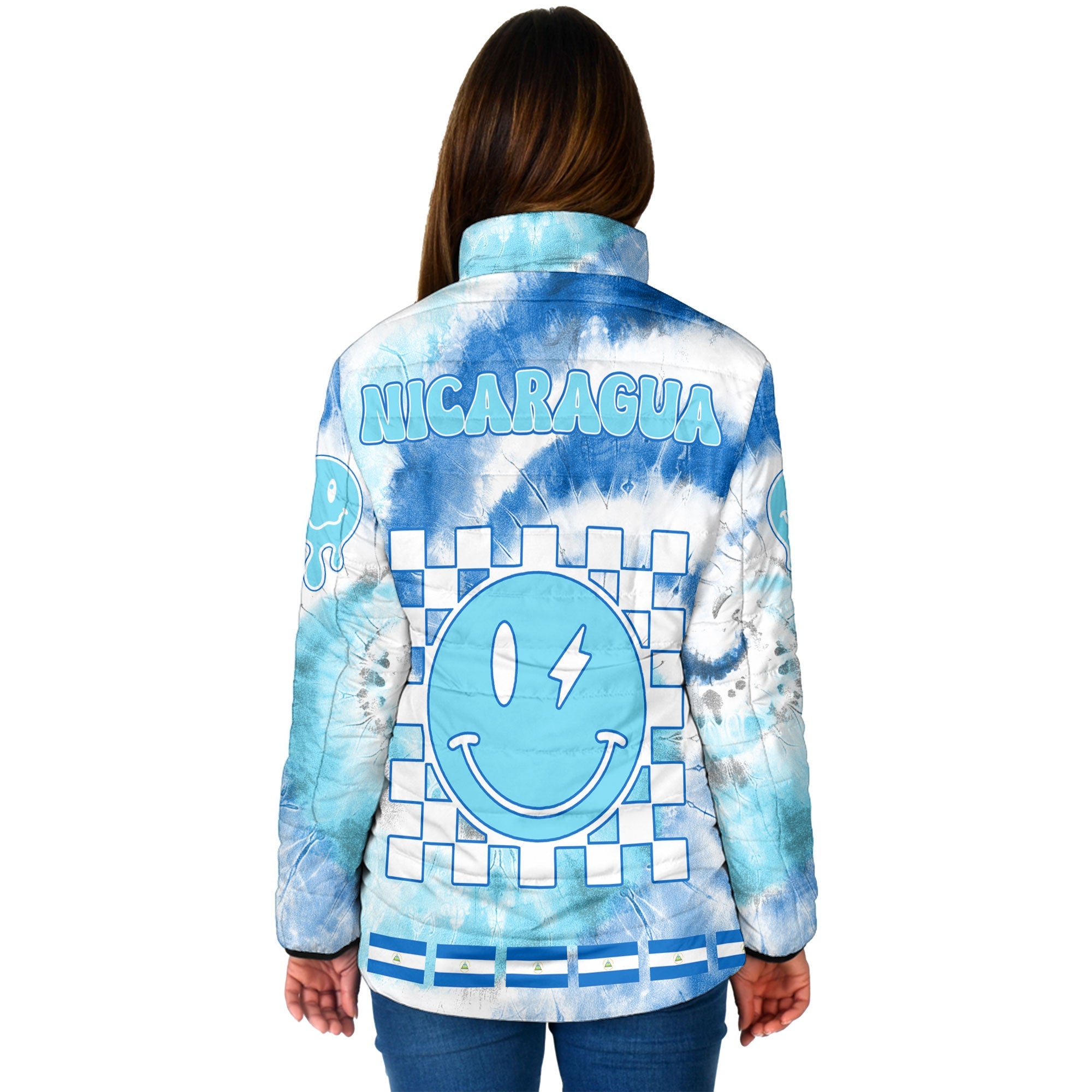 Nicaragua Women Padded Jacket Custom Tie Dye Style 2