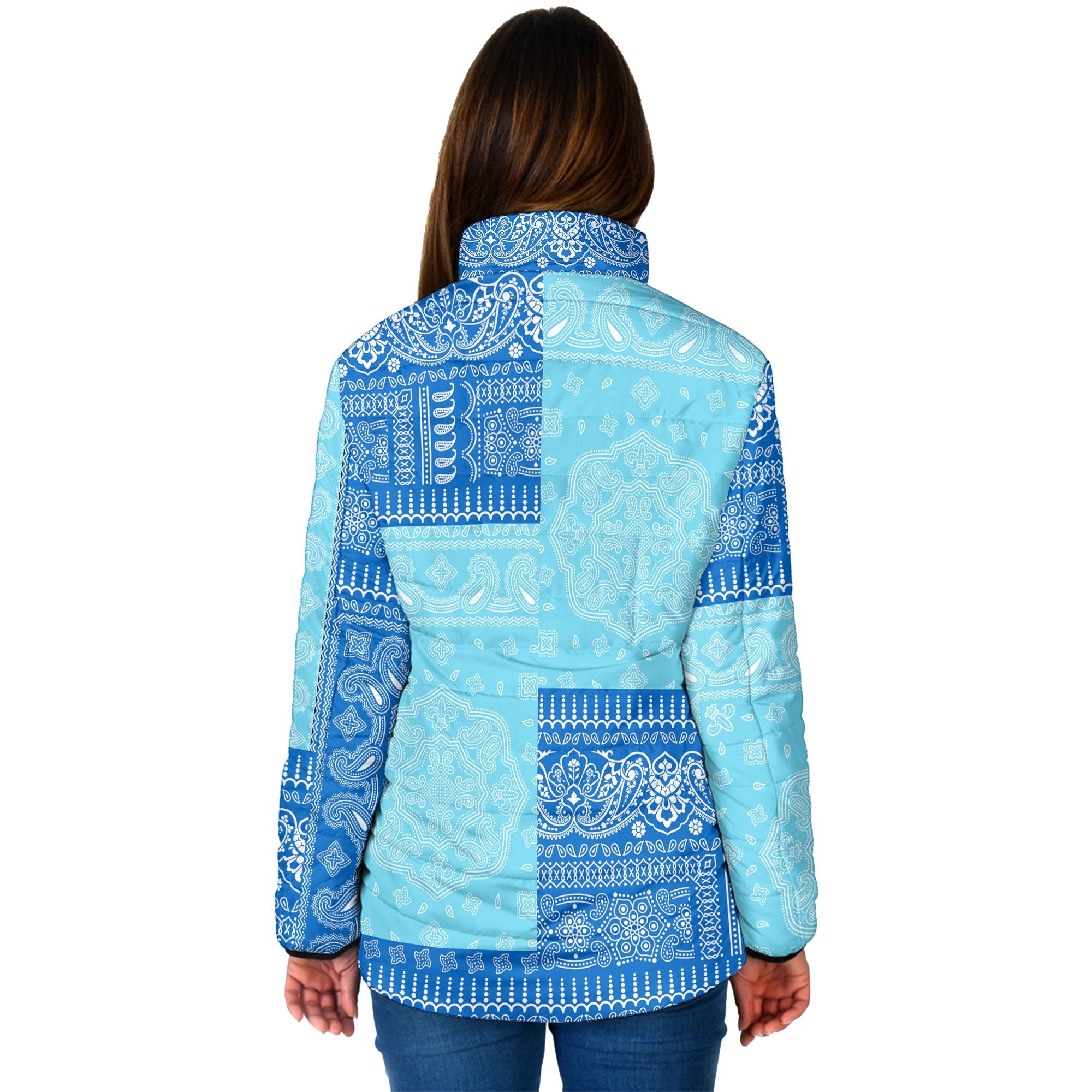 Nicaragua Women Padded Jacket Flag And Paisley Basic Style 2