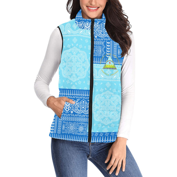 Nicaragua Women Padded Jacket Vest Flag And Paisley Basic Style 1