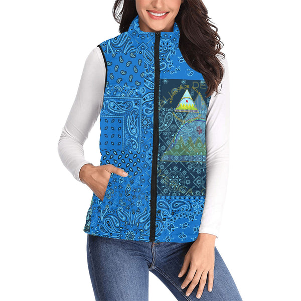 Nicaragua Women Padded Jacket Vest Paisley Flag And Skull Style 1