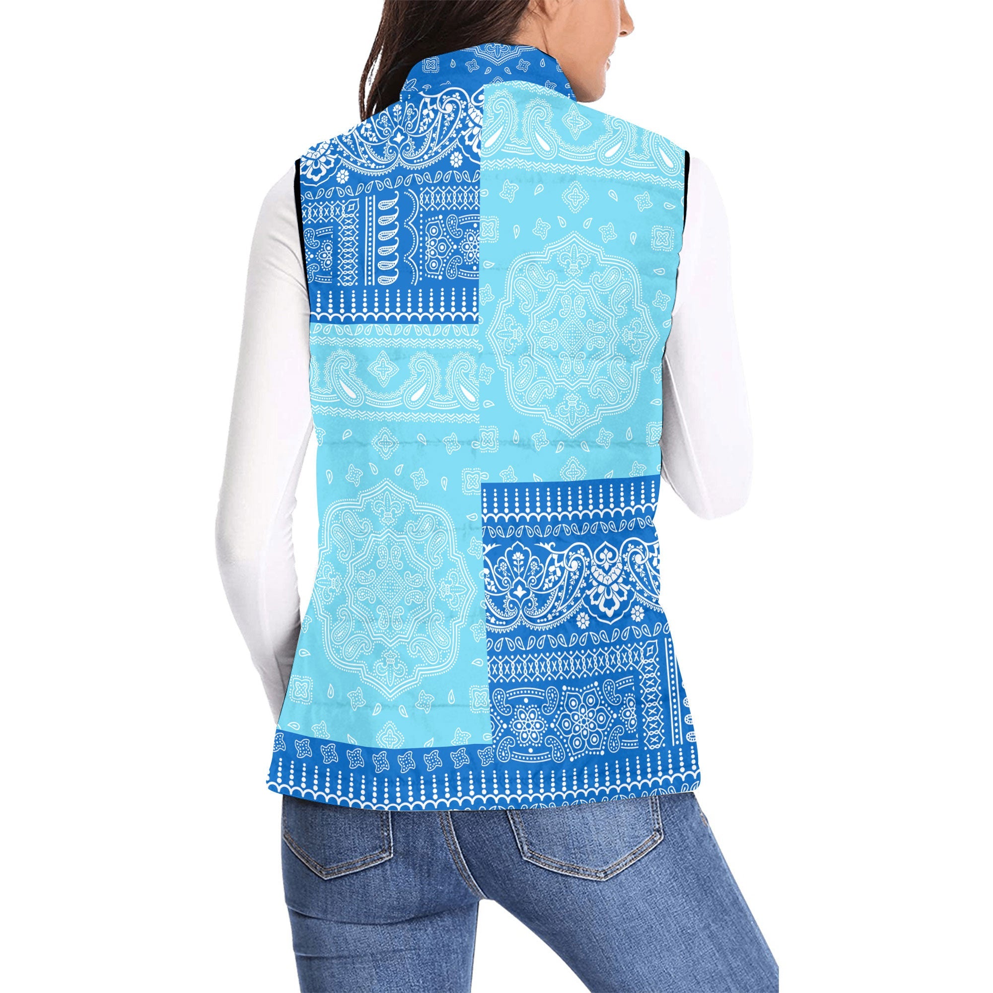 Nicaragua Women Padded Jacket Vest Flag And Paisley Basic Style 2