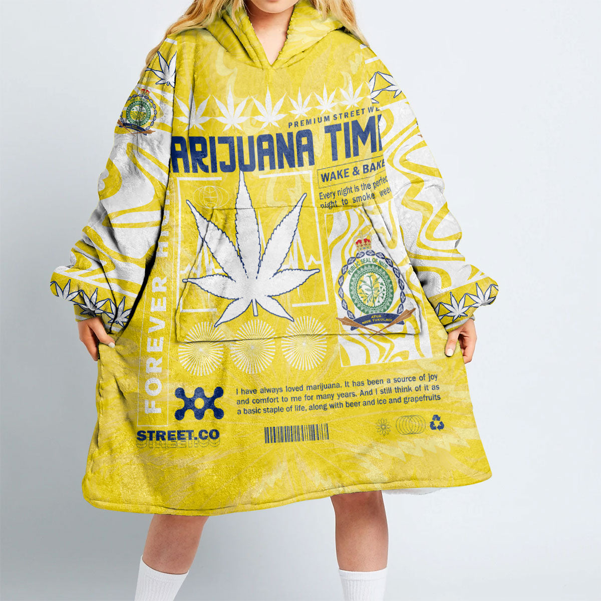 Niue Snug Hoodie Flag & Coat Of Arms Marijuanas Style