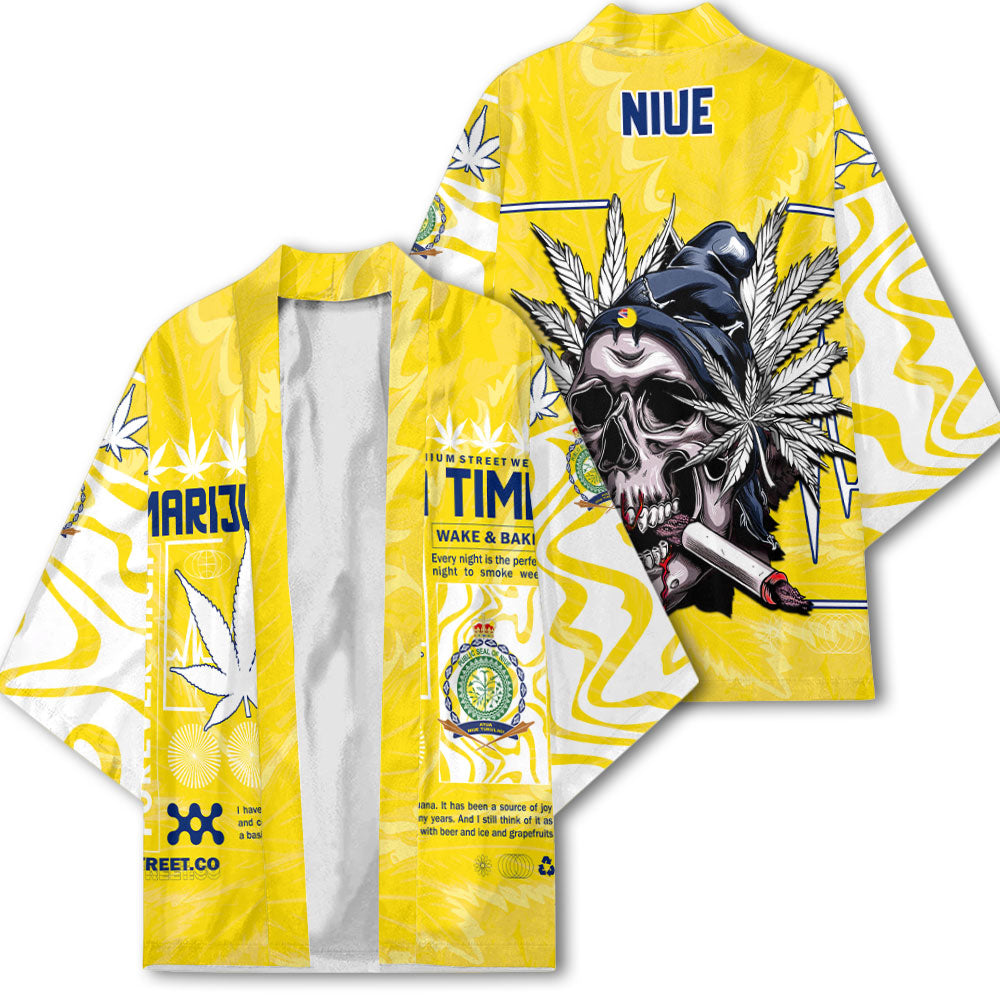 Niue Kimono Flag & Coat Of Arms Marijuanas Style