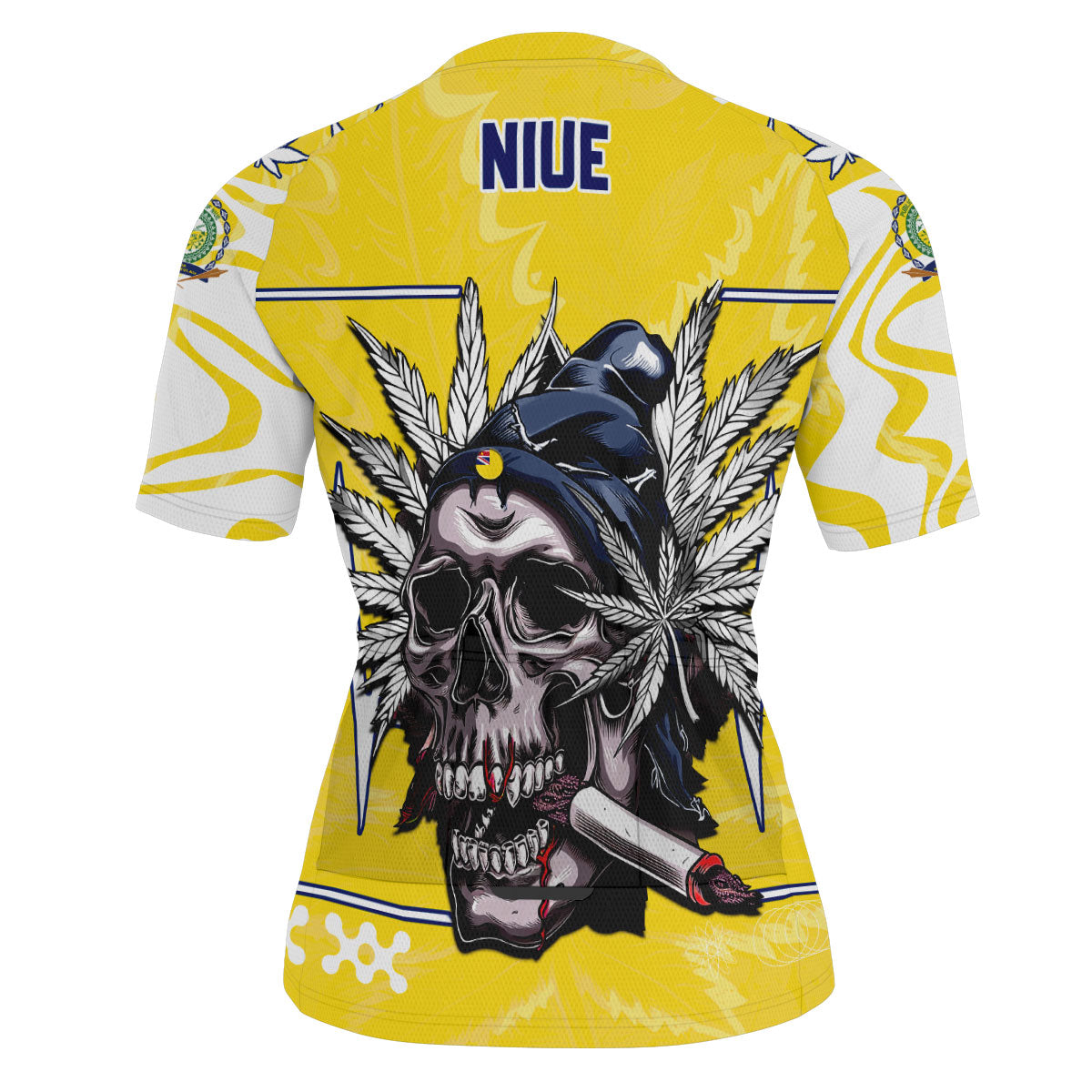 Niue Men's Cycling Jersey Flag & Coat Of Arms Marijuanas Style