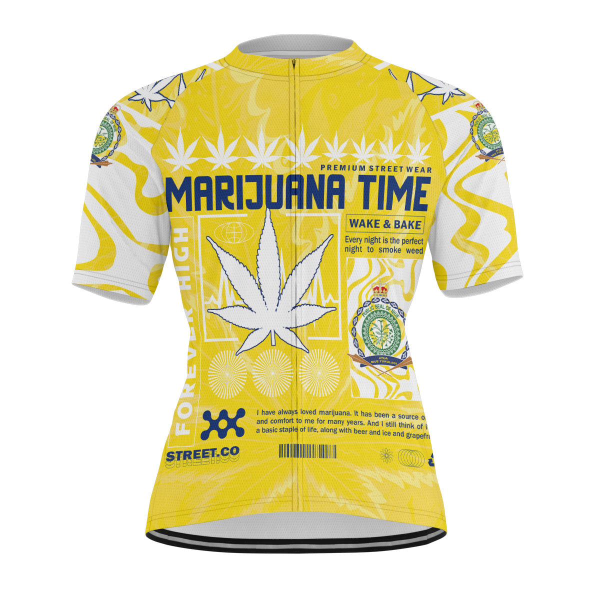 Niue Men's Cycling Jersey Flag & Coat Of Arms Marijuanas Style