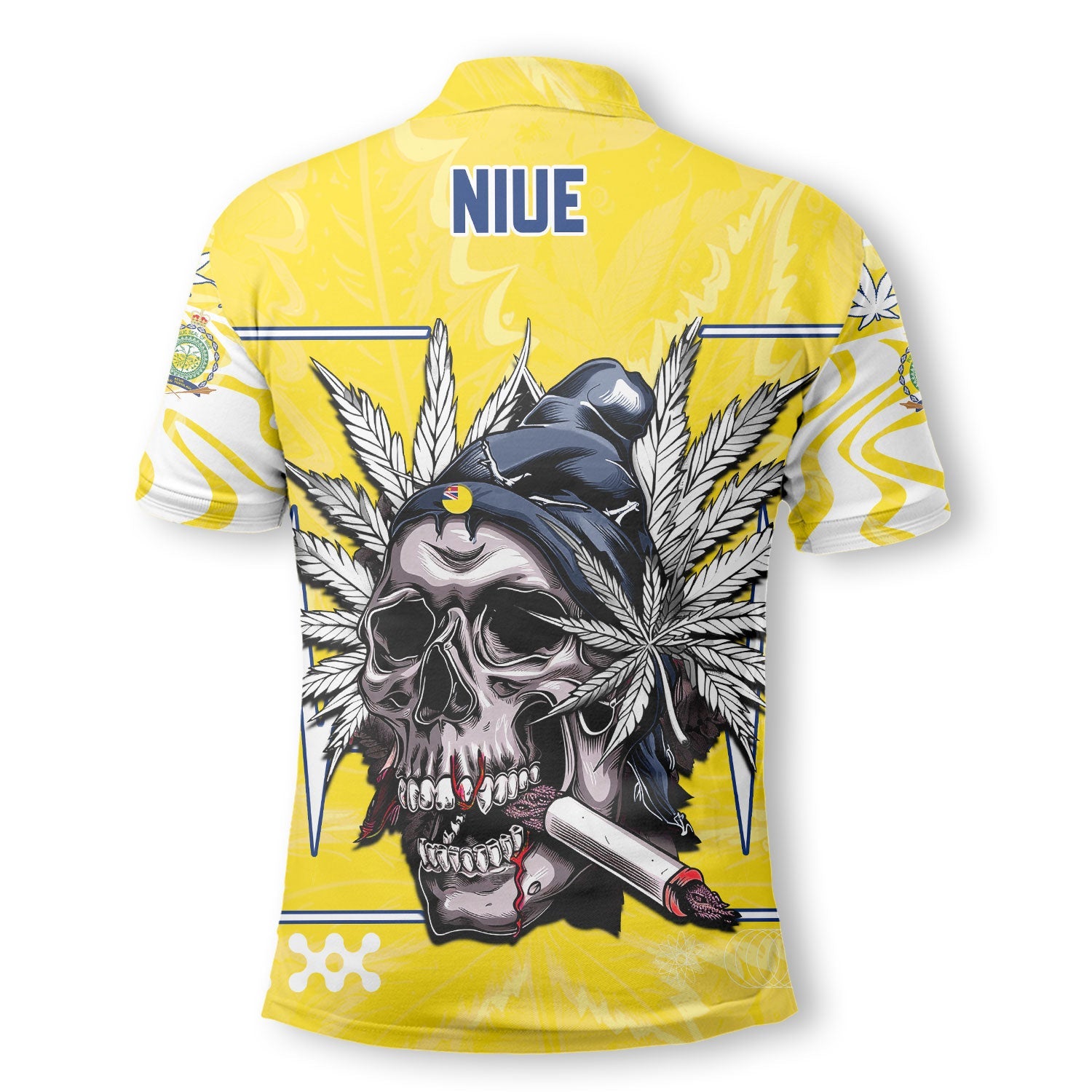 Niue Polo Shirt Flag & Coat Of Arms Marijuanas Style