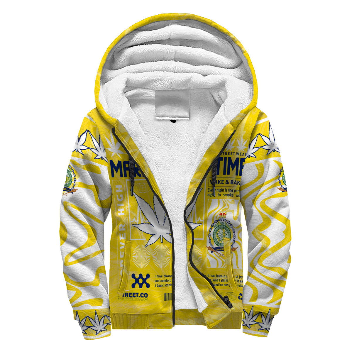 Niue Sherpa Hoodie Flag & Coat Of Arms Marijuanas Style