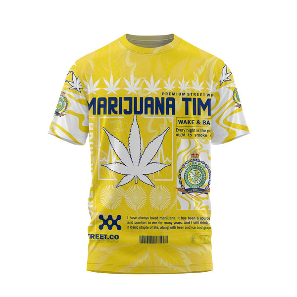 Niue T Shirt Flag & Coat Of Arms Marijuanas Style