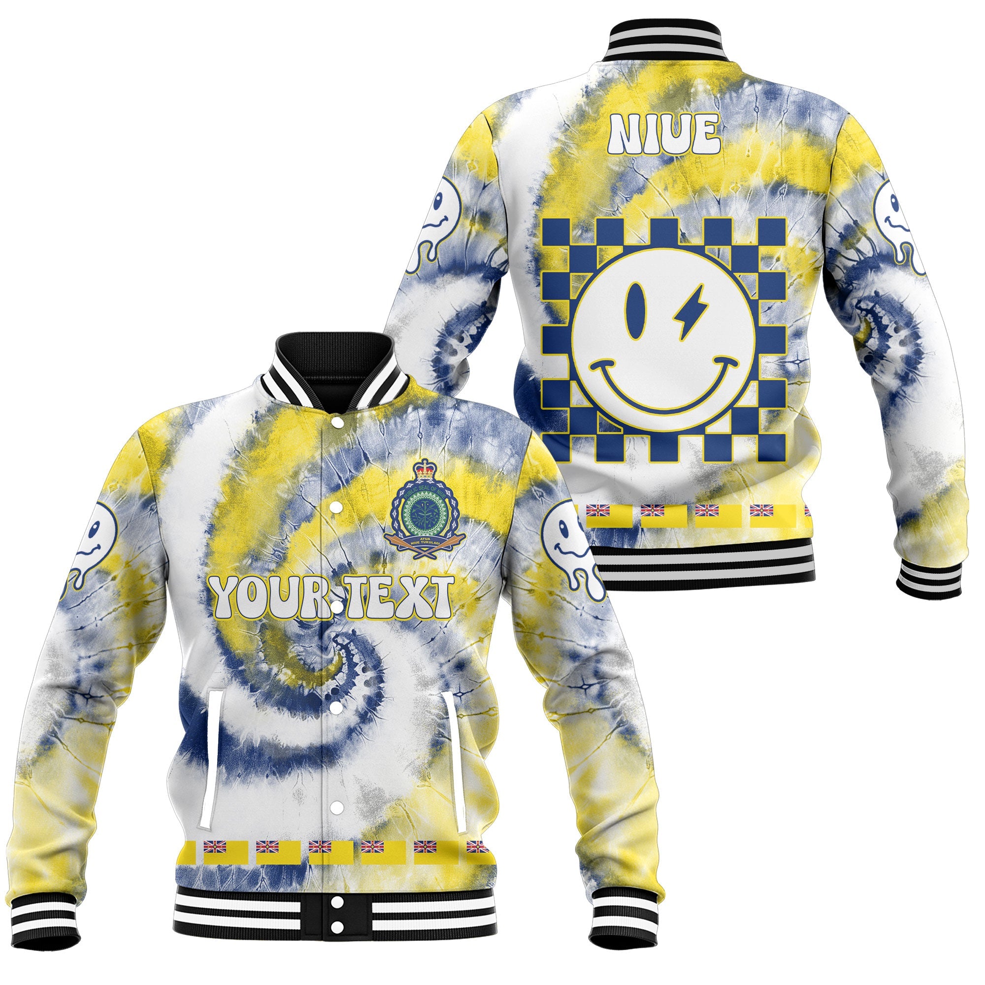 Niue Baseball Jacket Custom Tie Dye Style 1